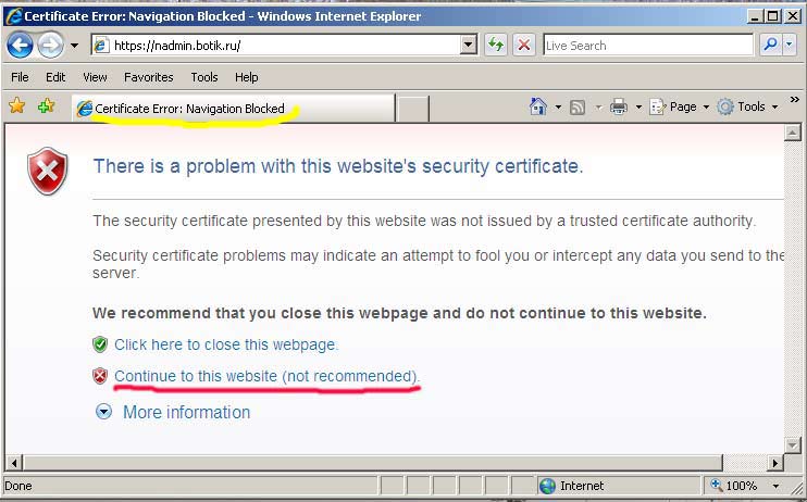 certificate errors in internet explorer help xp