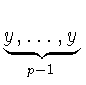 $\displaystyle \underbrace{y,\ldots ,y}_{p-1}^{}\,$